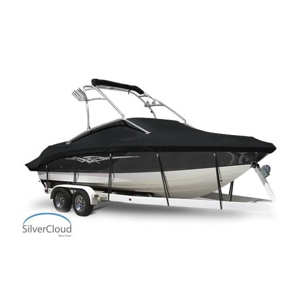 Eevelle Silvercloud Boat Cover V HULL RUNABOUT Ski Tower Inboard 20' 6in. L 102in. W Black SCVSKT20102-BLK - main